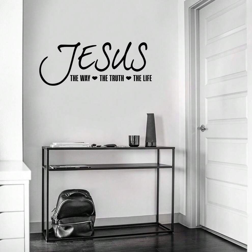 1pc Jesus Christ Is The Way, The Truth, And The Life Removable Wall Sticker, Bible Quote For Living Room, Dining Room, Bedroom Home Decor