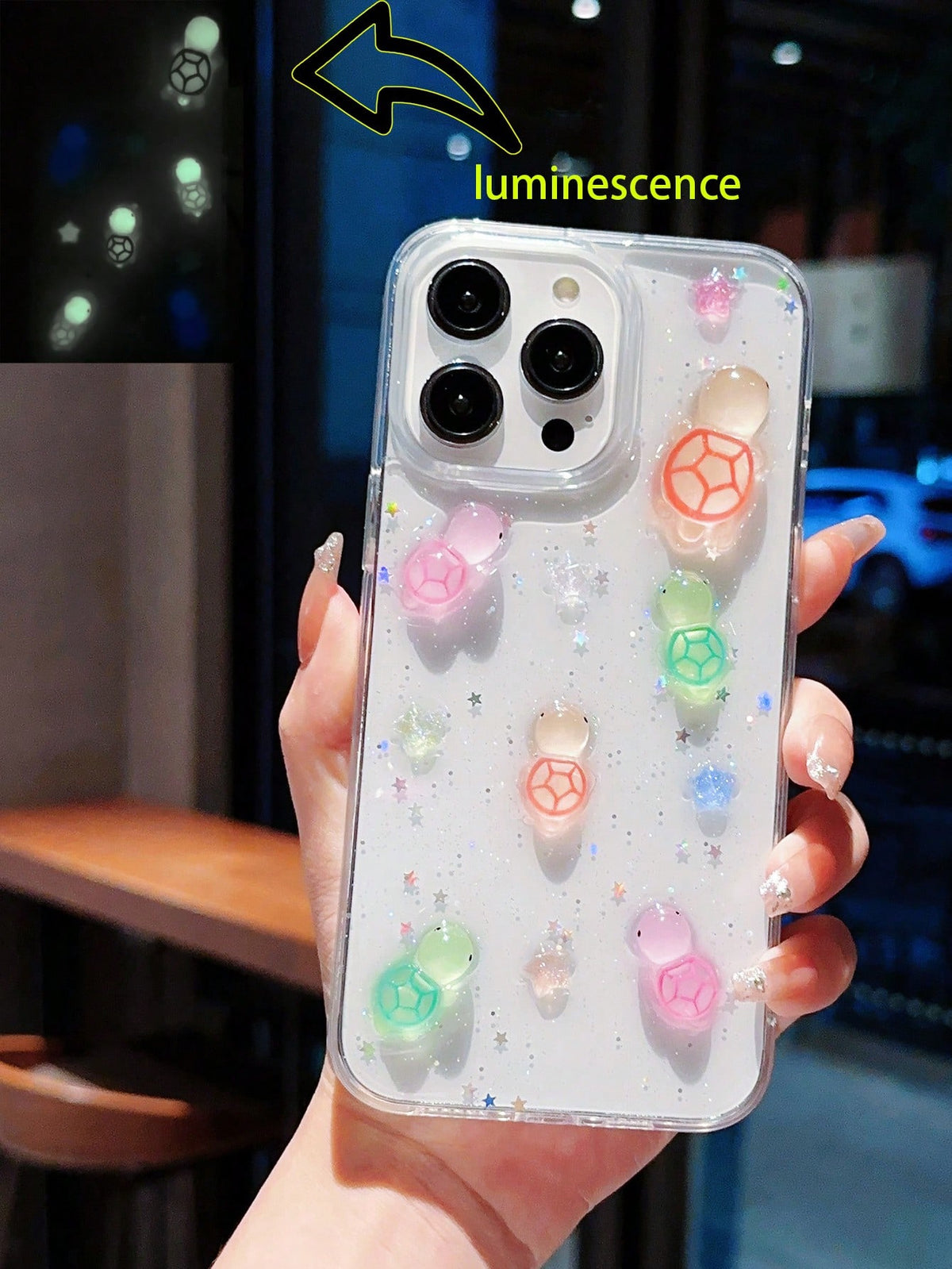 Luminous Glitter Turtle Decoration Phone Case Compatible With IPhone 15/14/13/11/12 Promax Series