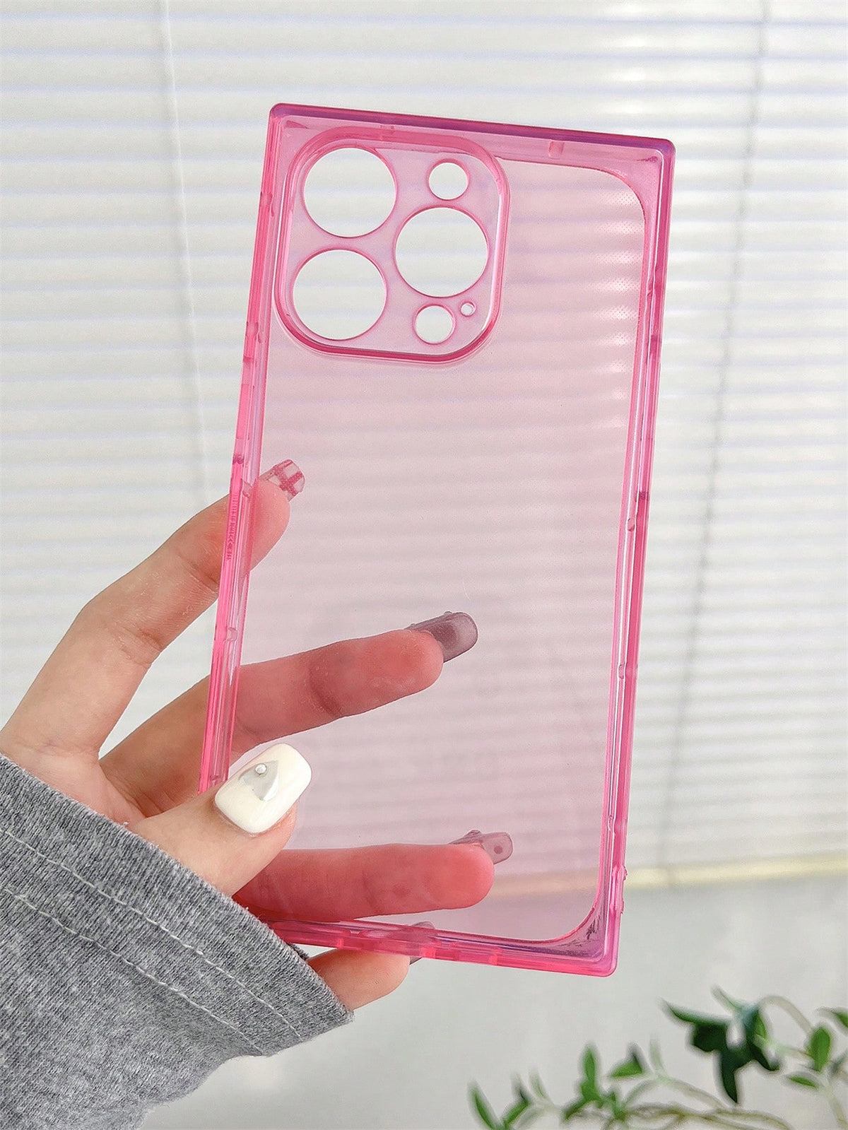 1pc Pink Square Tpu Soft Case Anti-Drop, Sweatproof, Anti-Fingerprint, Wearable, Non-Fading, Compatible With IPhone