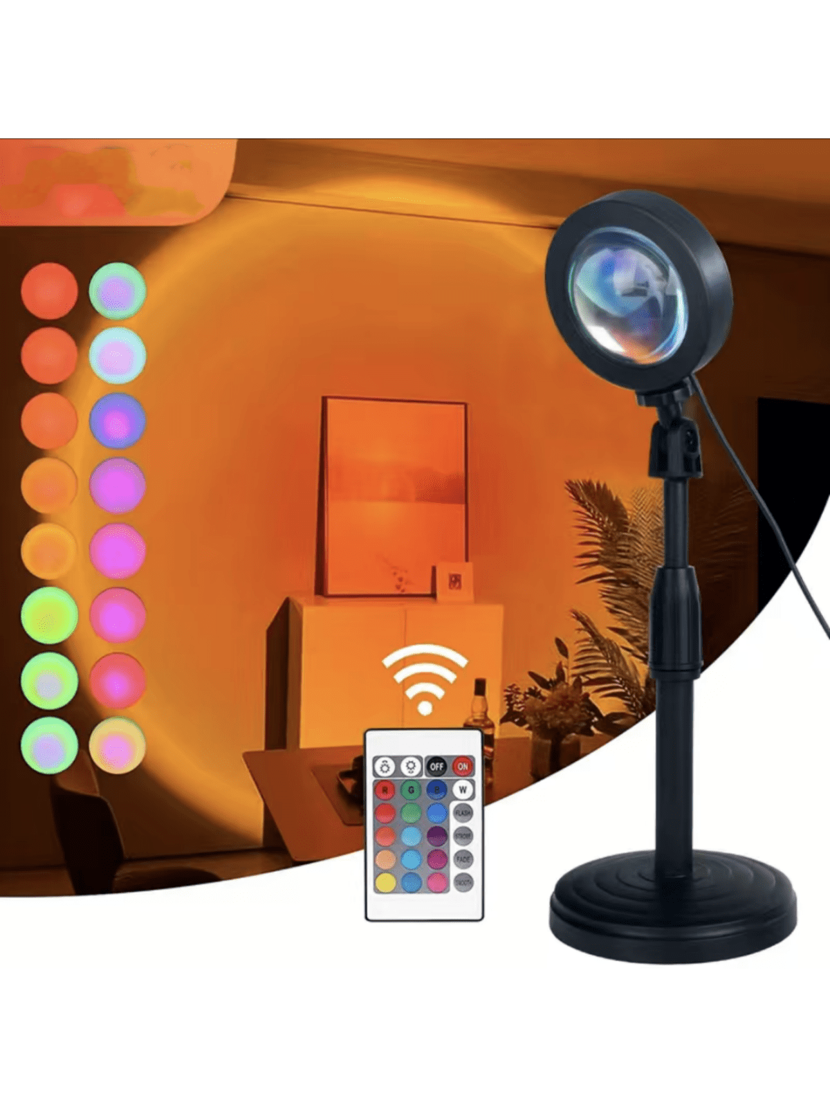 1pc Sunset Lamp, 16 Colors Sunset Projection Lamp With Remote, Sunset Lamp Projection, Romantic Sunset Projector, Rainbow Projection Night Light, Sunset Lamp Color Changing, Lamp For Girlfriend