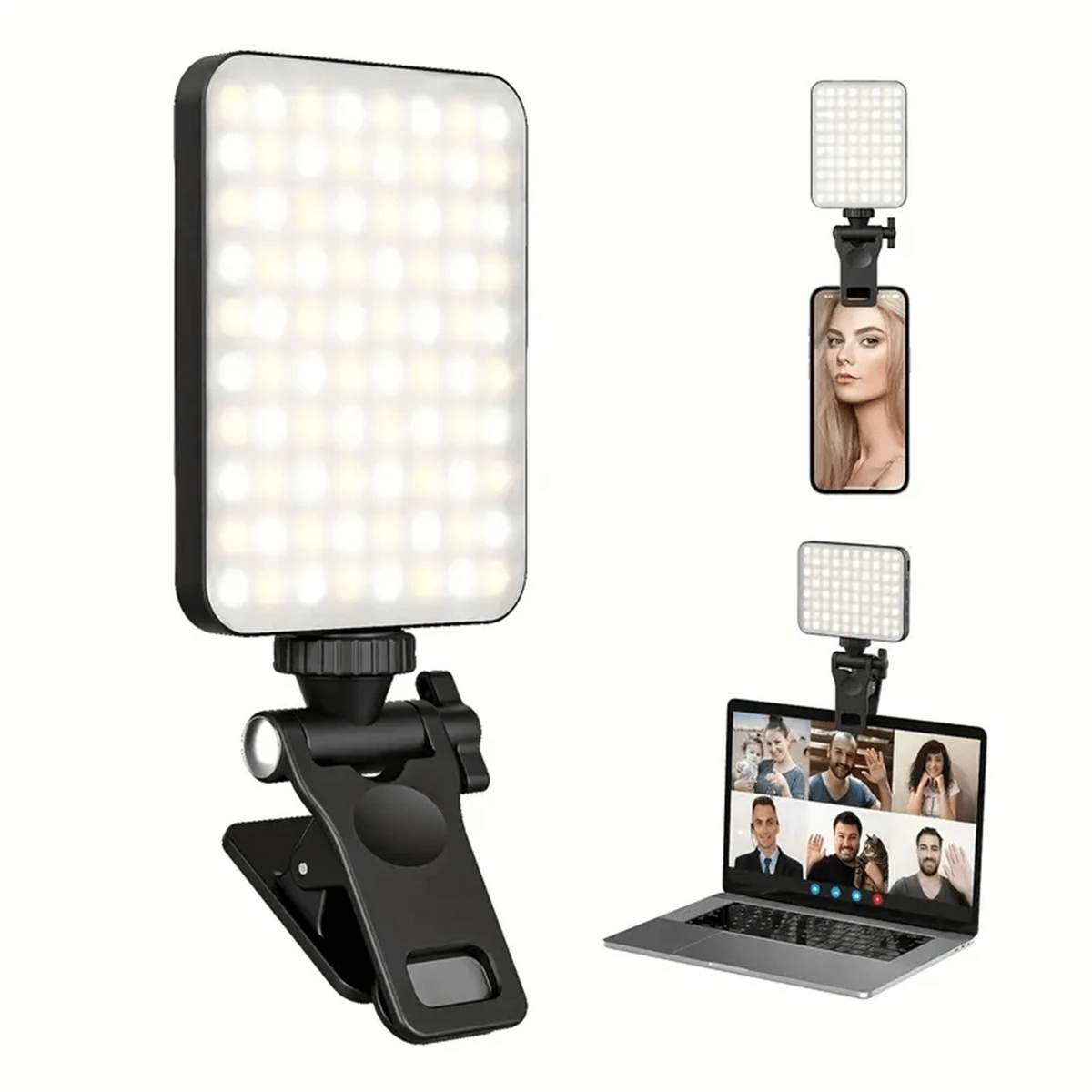 Selfie Light, 80 LED Rechargeable Phone Light Clip Compatible With IPhone/Phone/Tablet/Laptop, Cell Phone Fill Light 3 Modes,10-Level Brightness, Perfect For Selfies, Makeup, Vlog, Video Conference