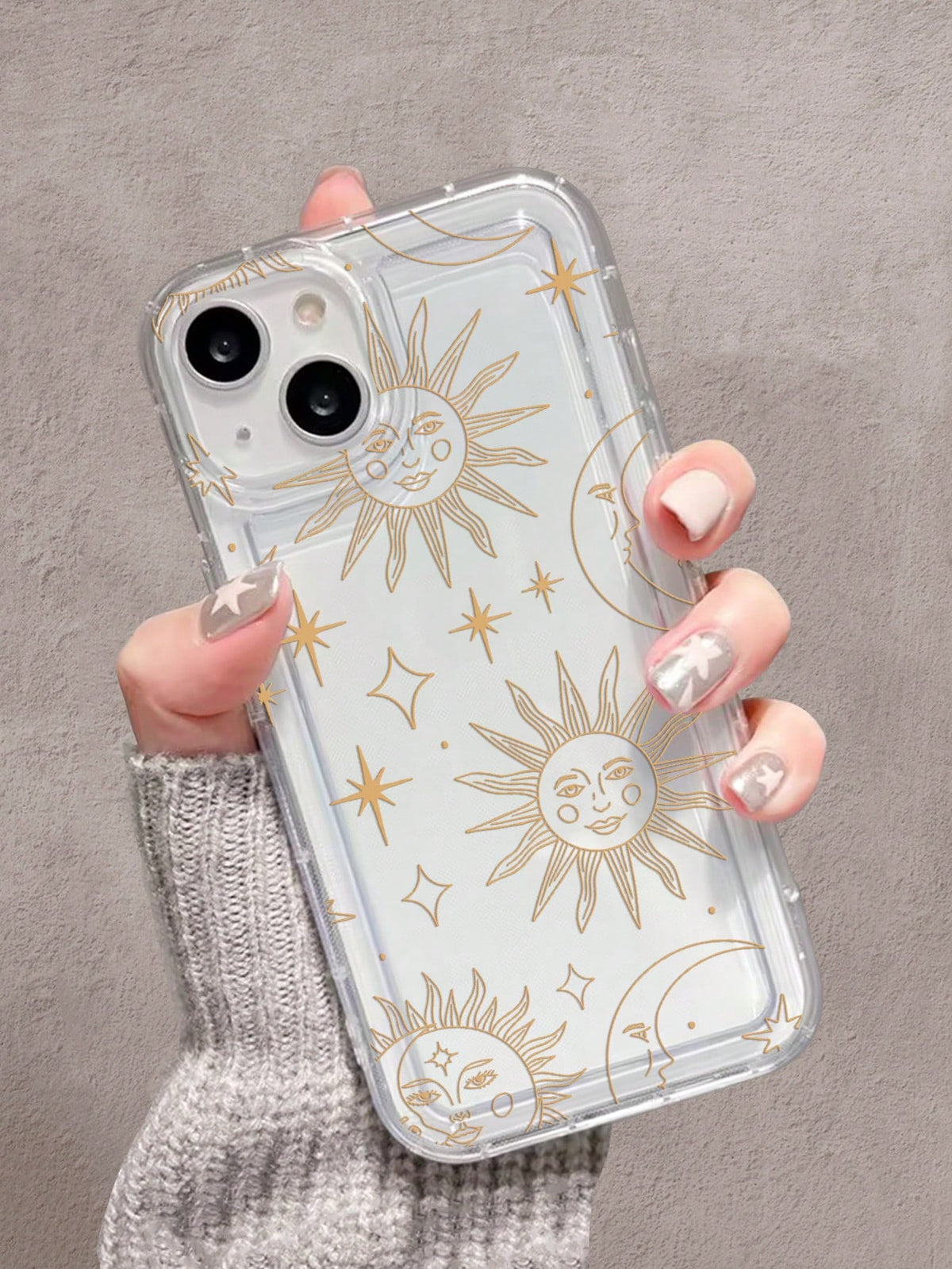 Rosie 1pc Letter Sun & Moon Pattern Silicone Phone Case Compatible With IPhone