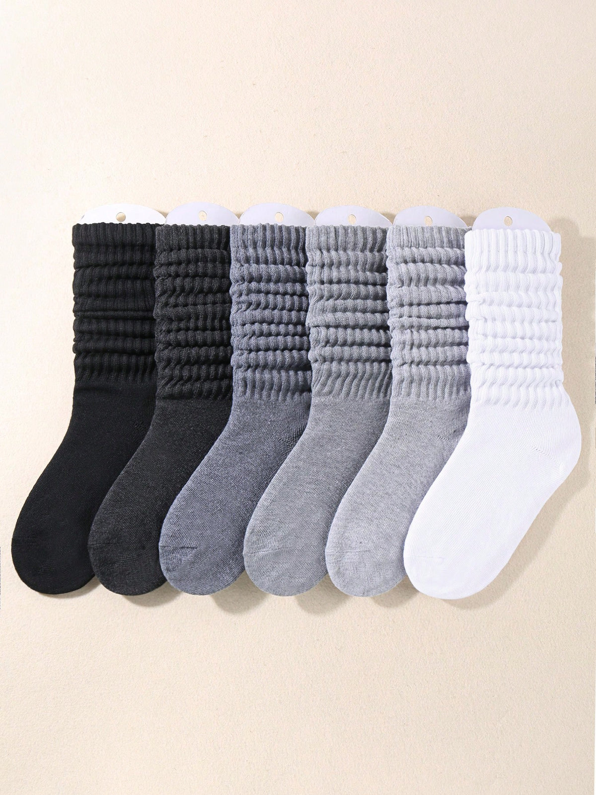 6pairs Women's Fall Winter Slouch Knit Socks Women Scrunch Socks Women Scrunchie Socks Women Crew Socks Pink Color