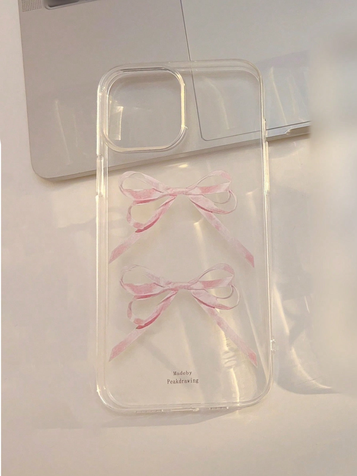 GUCADI Cherry Blossom Pink Girl's Heart Bow Tie Phone Case Compatible With Apple IPhone 15/15 Plus/15 Pro/15 Pro Max