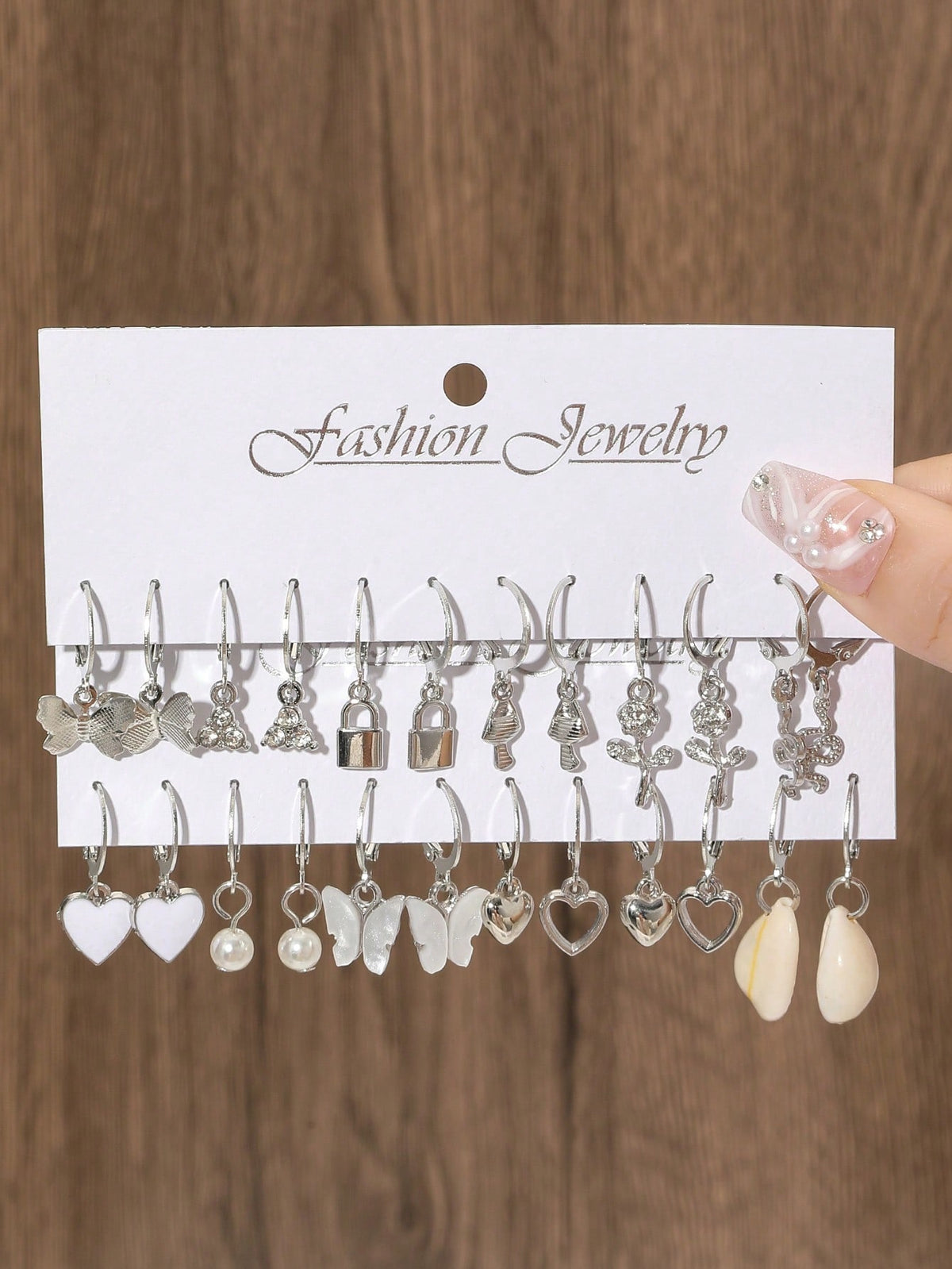 12pairs Butterfly & Heart Drop Earrings