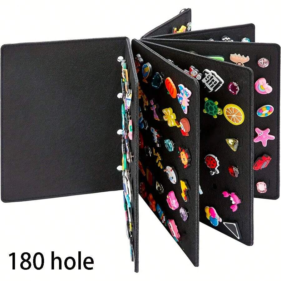 1pc Shoe Charms Organizer - Flip-Page Display Holder With 180 Holes For Easy Access And Storage (NO Accessories Inlcuded)