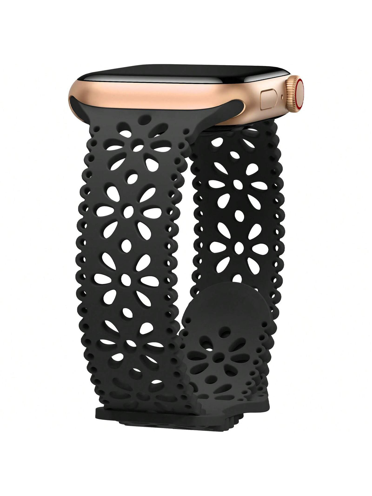 1pc Lace Floral Hollow-out Pattern Silicone Strap, Waterproof Sports Watch Band For Women, Compatible With Apple Watch 9/8/7/6/5/4/3/2/1/ultra/se