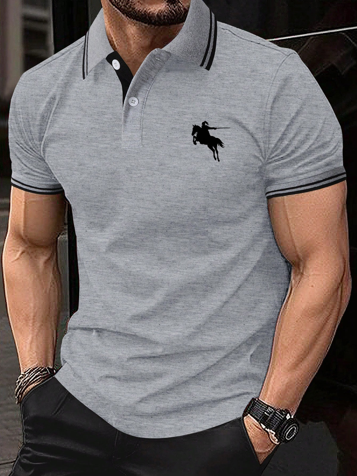 Manfinity Homme Men's Short Sleeve Polo Shirt With Color Blocking Design