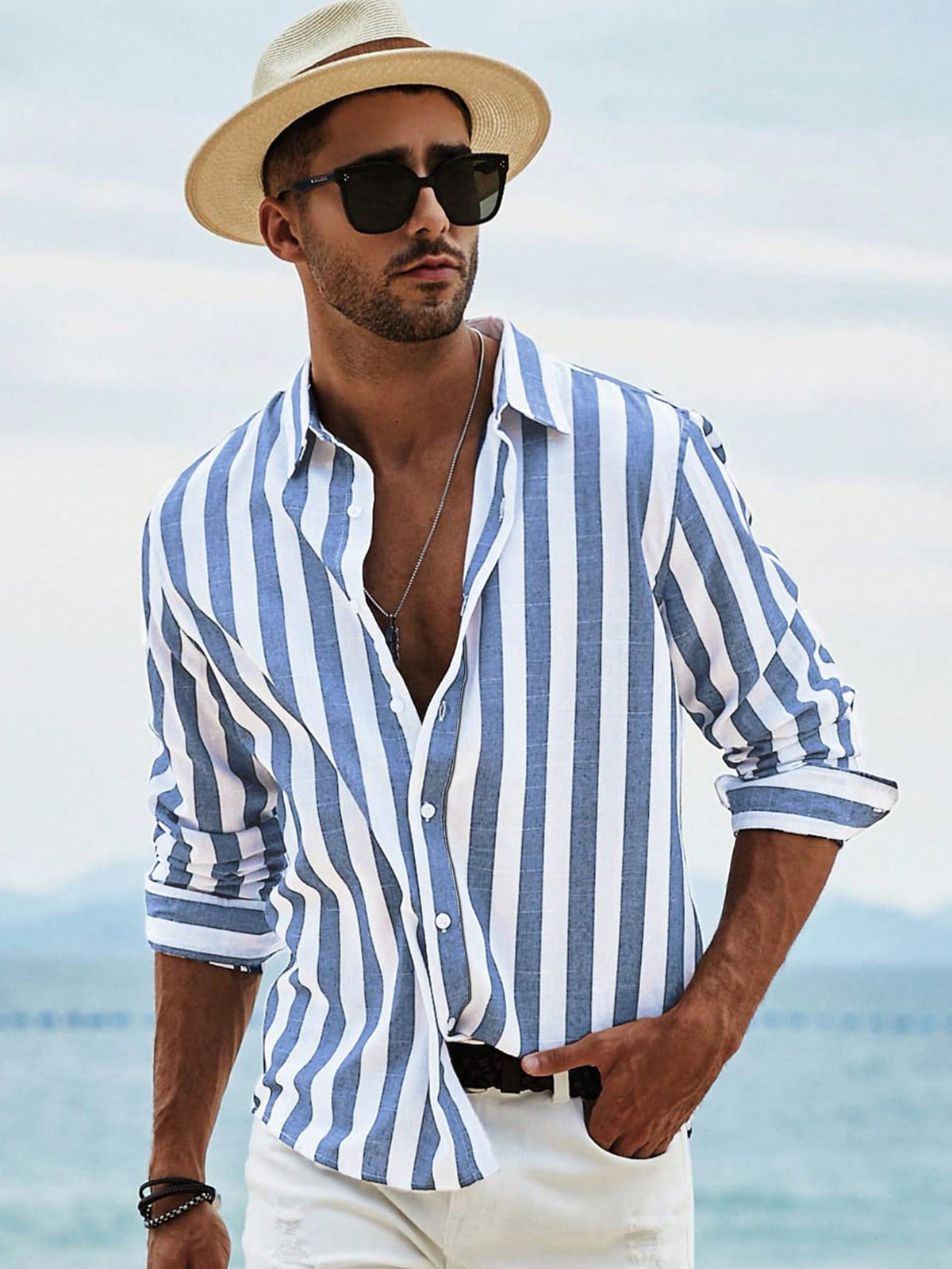 Men Striped Print Shirt