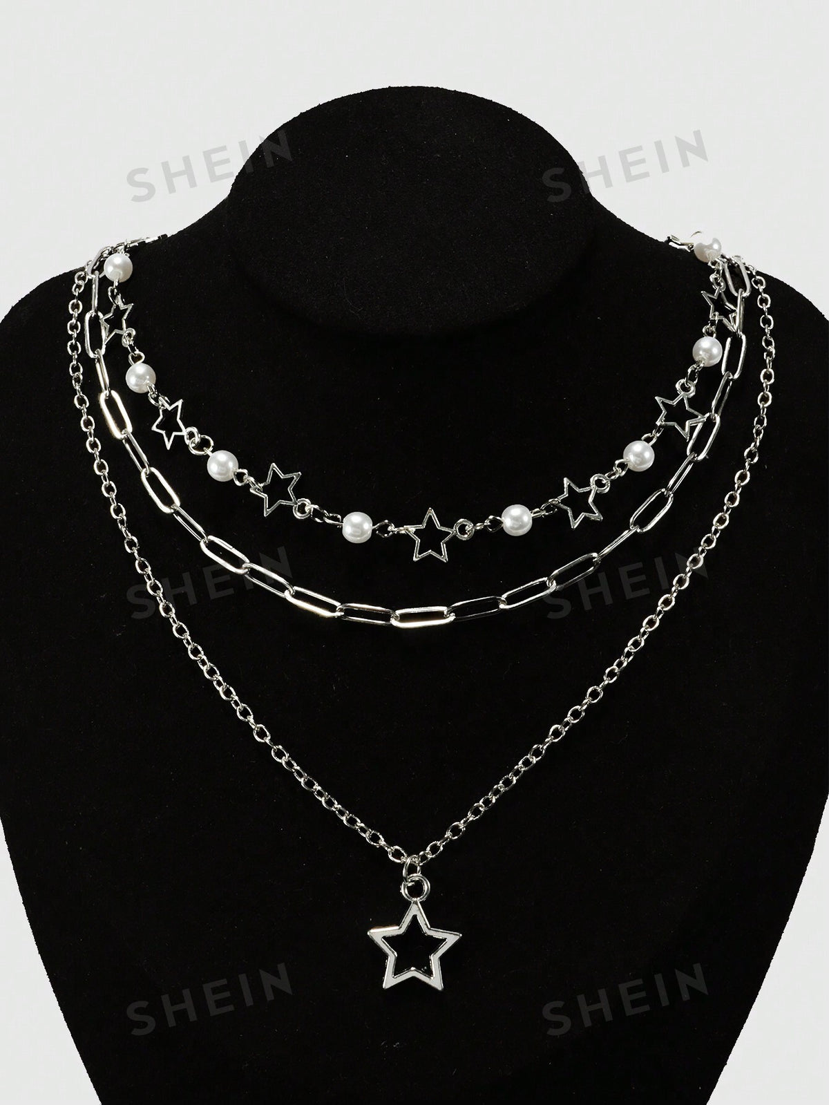 ROMWE Grunge Punk 2pcs Fashion Copper Alloy Star Charm Necklace For Women For Daily Decoration