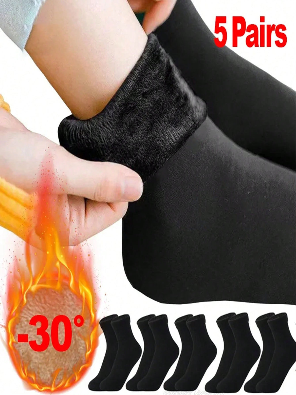 5pairs Thickened Fluffy Snow Socks, Thermal Long Socks Stretchy Knee Socks Full Of For Men And Women, Winter