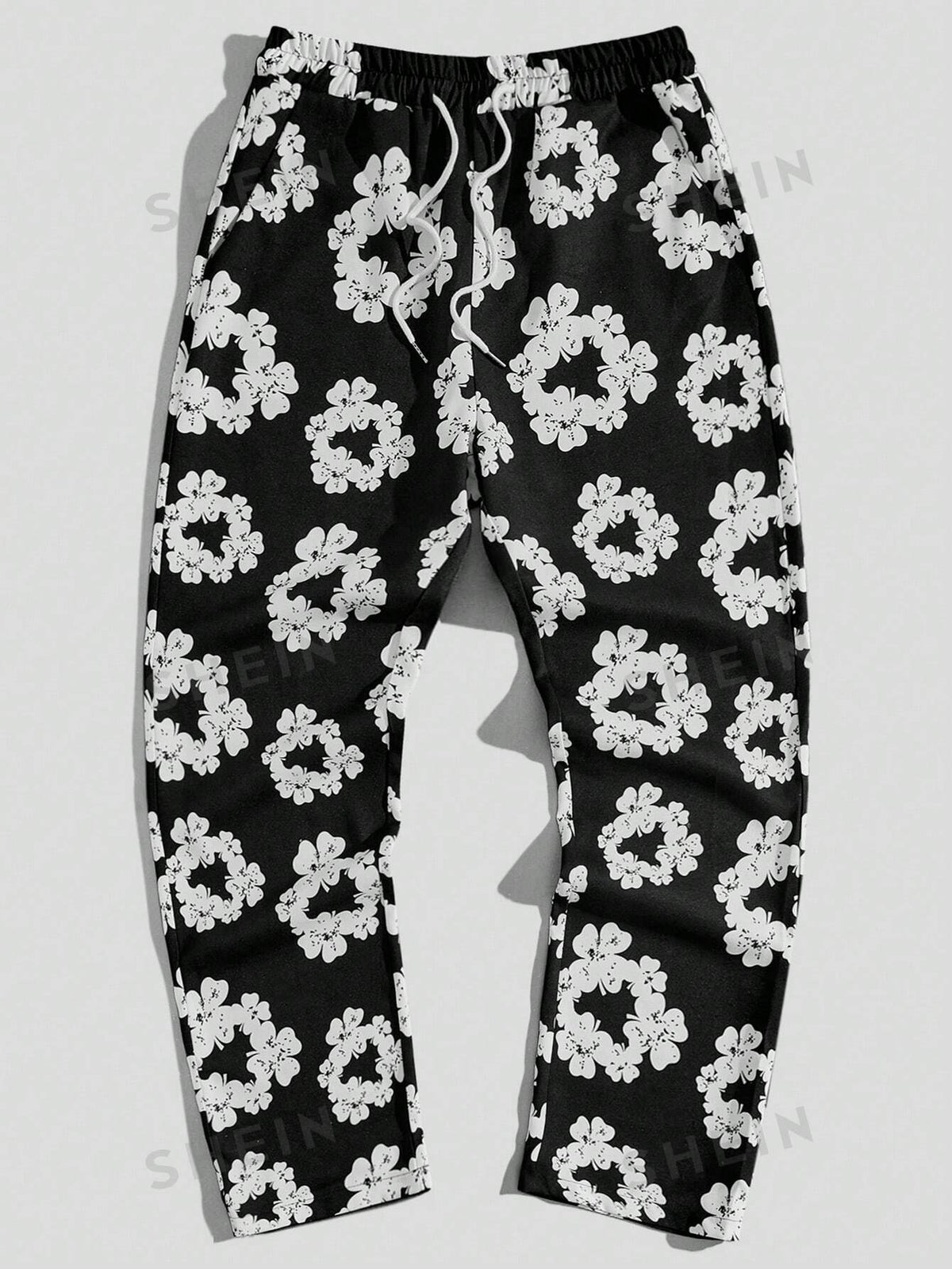 ROMWE Street Life Men's Floral Printed Drawstring Waist Pants