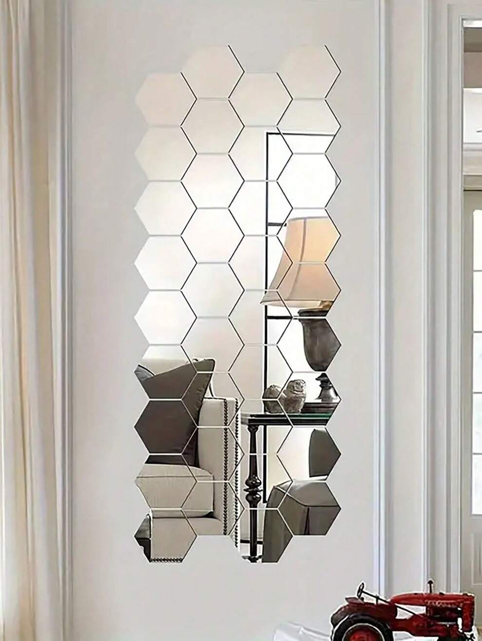 12pcs/Set Hexagonal Acrylic Mirror Wall Sticker Diy Self Adhesive Home Decoration Background Wall Sticker