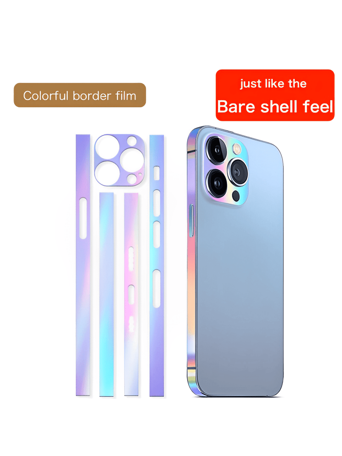 3pcs/Set Colorful Luminous Mobile Phone Frame Protector And Camera Decoration Sticker Compatible With Apple Iphone 12/13/14/15 Pro Max, Automatic Repair & Fingerprint Resistant Frame Film, Night Glow