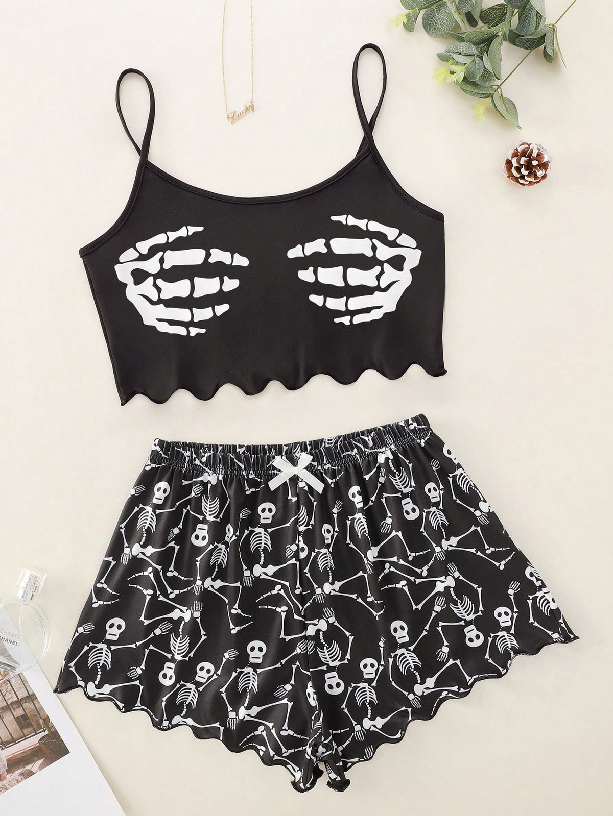 Plus Skull Print Pajama Set