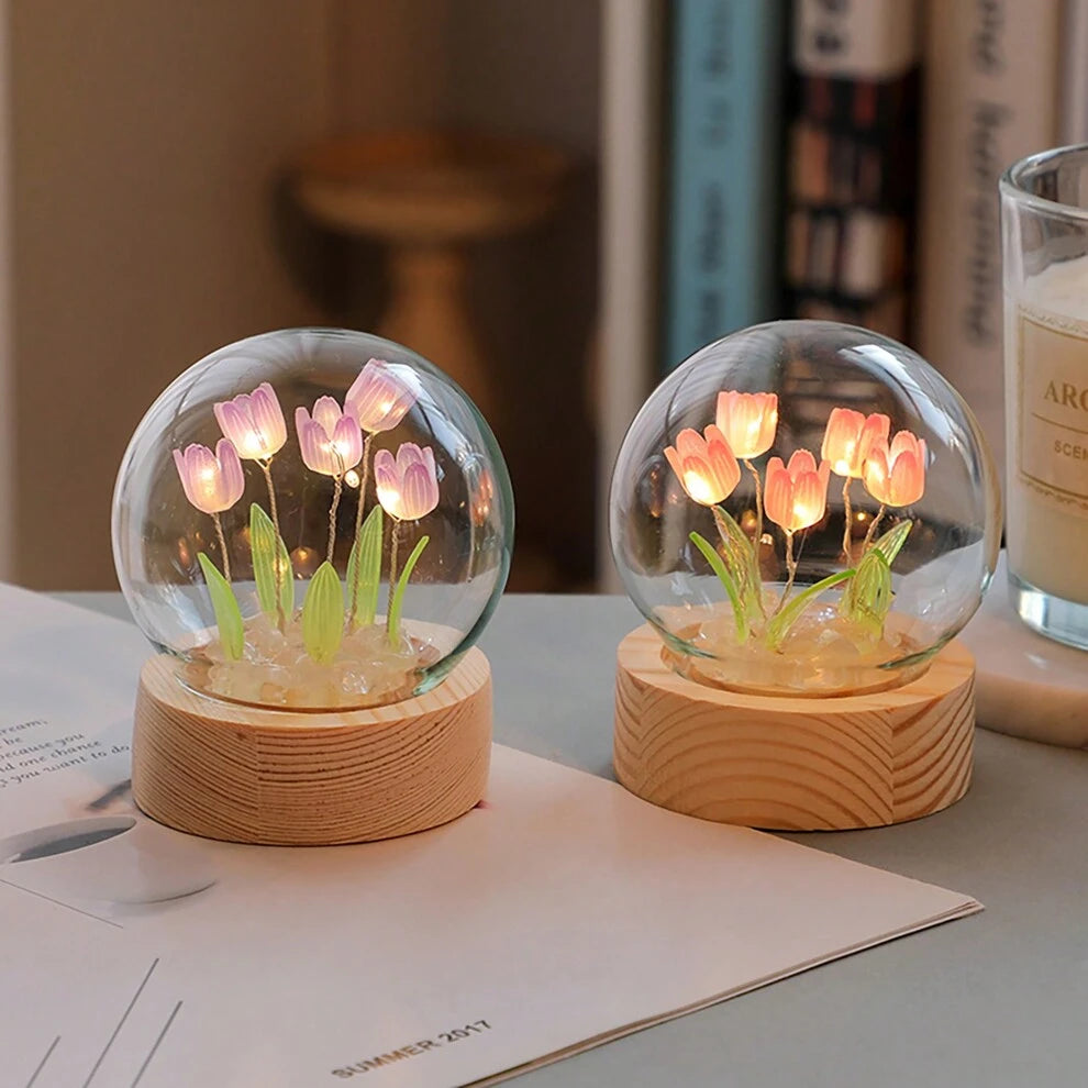 1pc Creative Tulip Night Lights, Pure Handmade Table Lamps For Room And Bedroom Decoration, Atmosphere Lights, Small Desk Ornaments Birthday Gifts