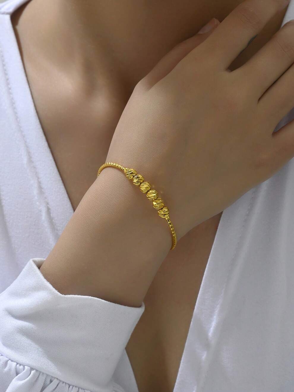 18K Gold Plated Fashionable And Versatile Simple Commuting Golden Or Silver Bracelet, Women Adjustable Pull-And-Slide Bracelet