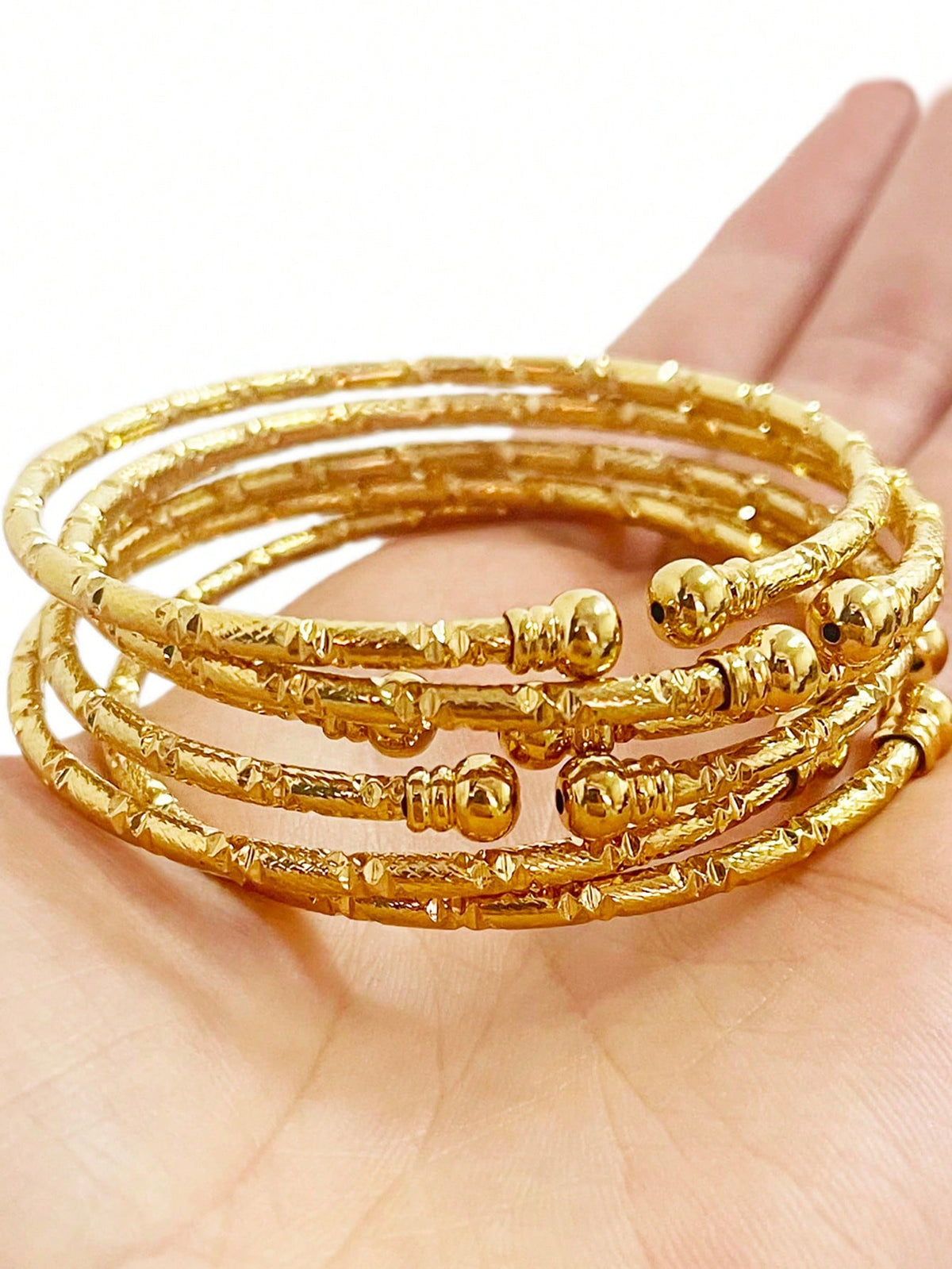 6pcs/Pack 3mm Gold Color Bangle, Wedding Jewelry, Gift