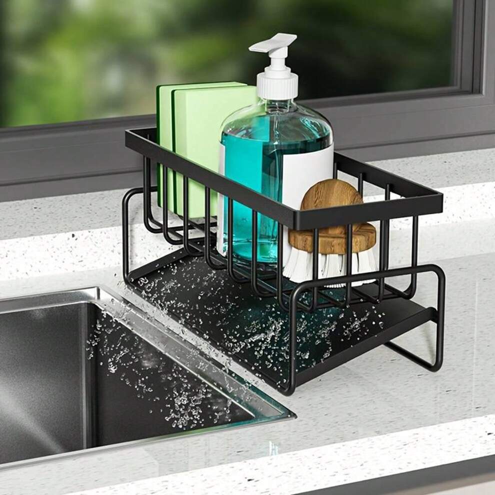 1pc Kitchen Storage Rack, Sink Drain Rack, Sponge And Dishcloth Holder, Sink Organizer For Soap, Scrubber