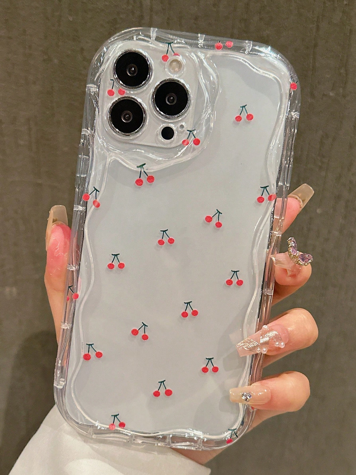 XY Girlcore Cherry Pattern Clear Phone Case