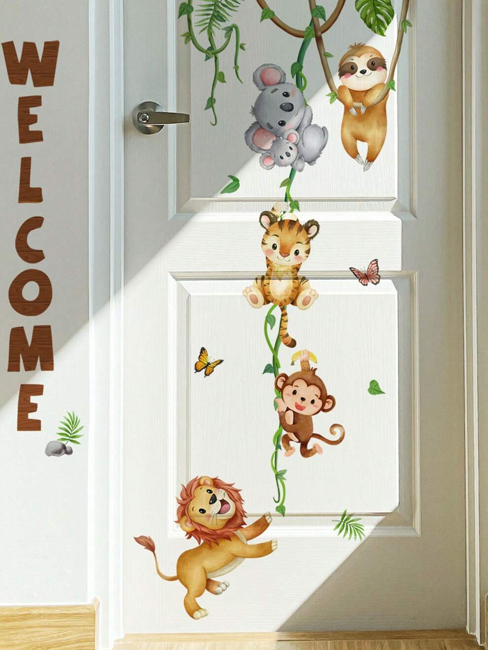 1pc Cute Cartoon Animal Wall Sticker, Removable Self-Adhesive Decal For Bedroom Background Wall Decoration