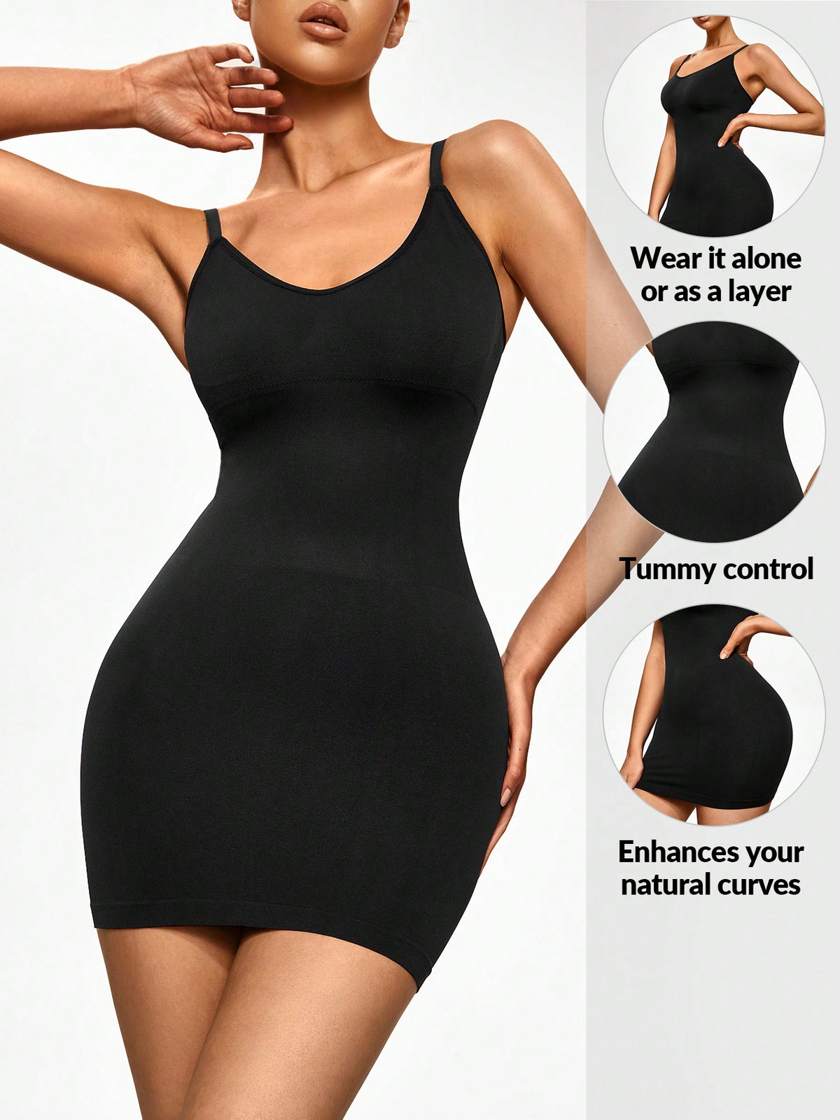 SHEIN SHAPE Solid Shapewear Slip Dress