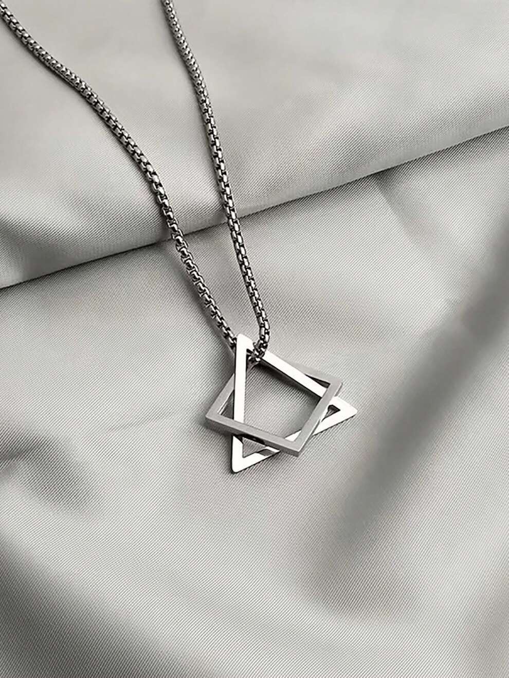 1pc Simple Stainless Steel Hollow Out Geometric Design Men's Necklace