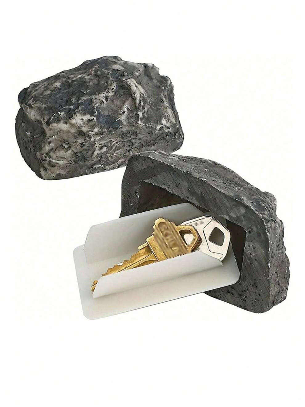 1pc Simulation Stone Key Storage Box, Key Hide Stone Box, Spare Key Fake Rock, Gray Black Camouflage Stone Diversion Safe Looks And Feels Like Real Stone Rock, Safe For Outdoor Garden Or Yard, Popular