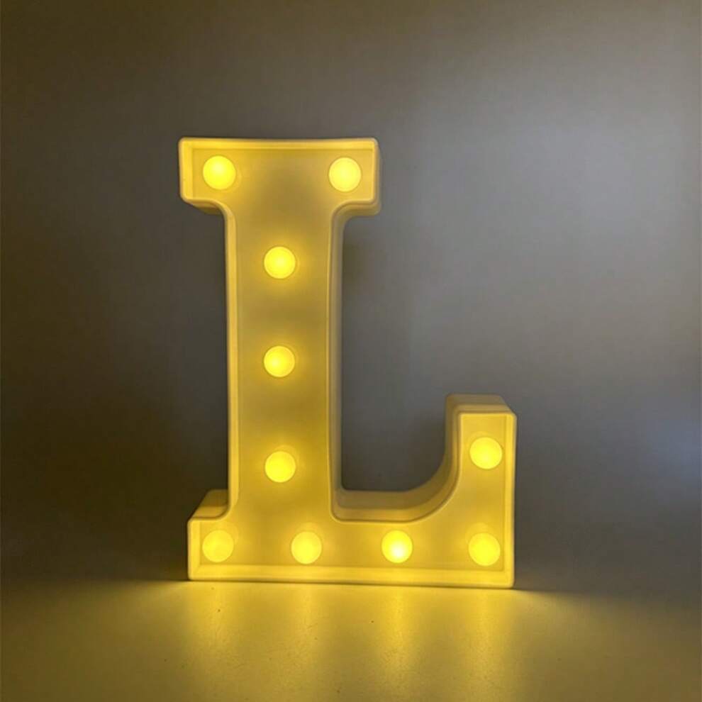 1pc Letter L Shaped LED Decorative Light, Made Of PP Hard Plastic, Powered By 2 AA 5V Batteries In A Low Voltage Battery Box, With A Manual Switch, Emitting Warm White Light. Suitable For Decorating R