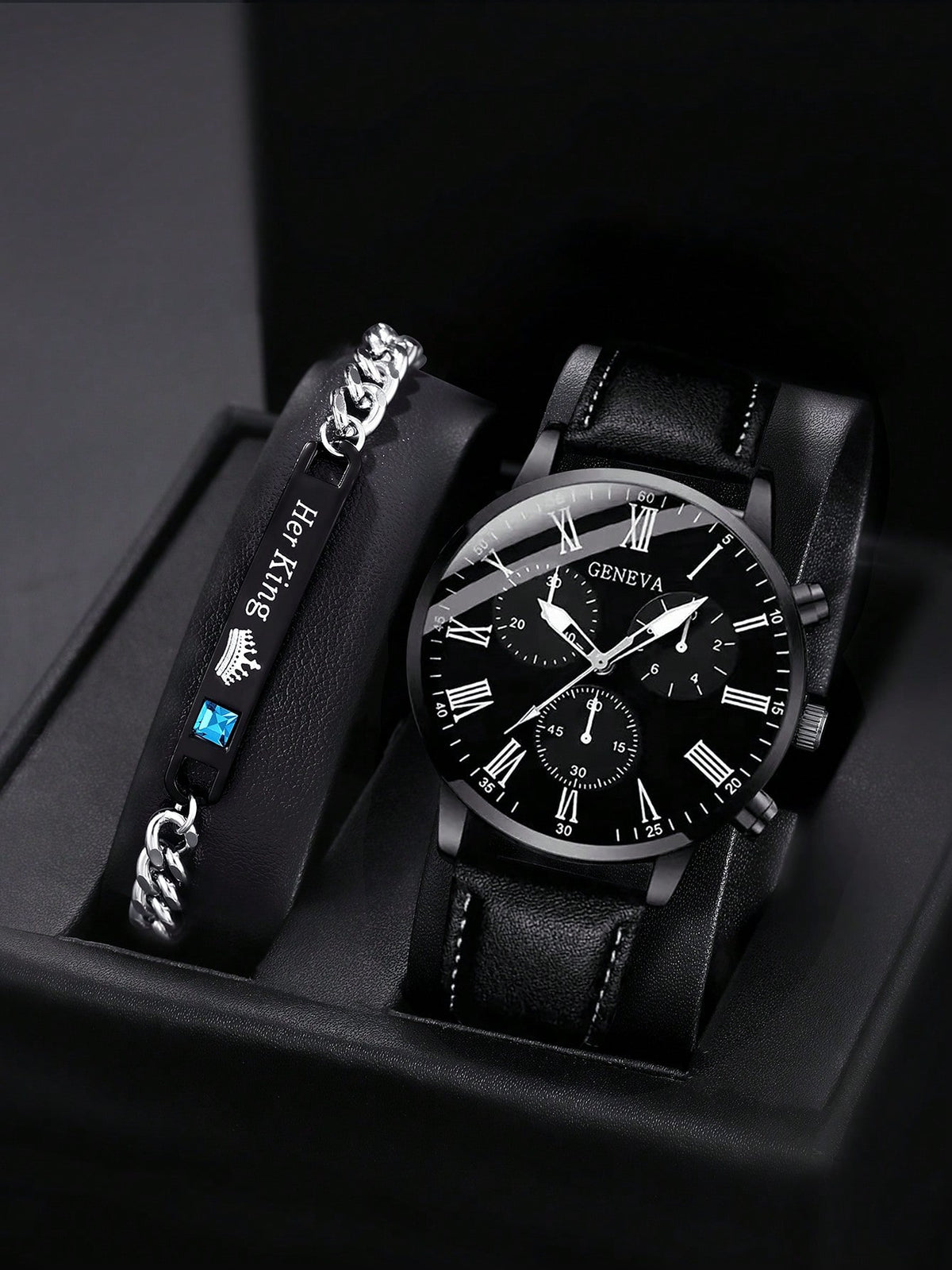 Men Watch 2pcs/Set Men's Brown Casual Quartz Watch And Bracelet Watch For Men Giving Best Gift Sets