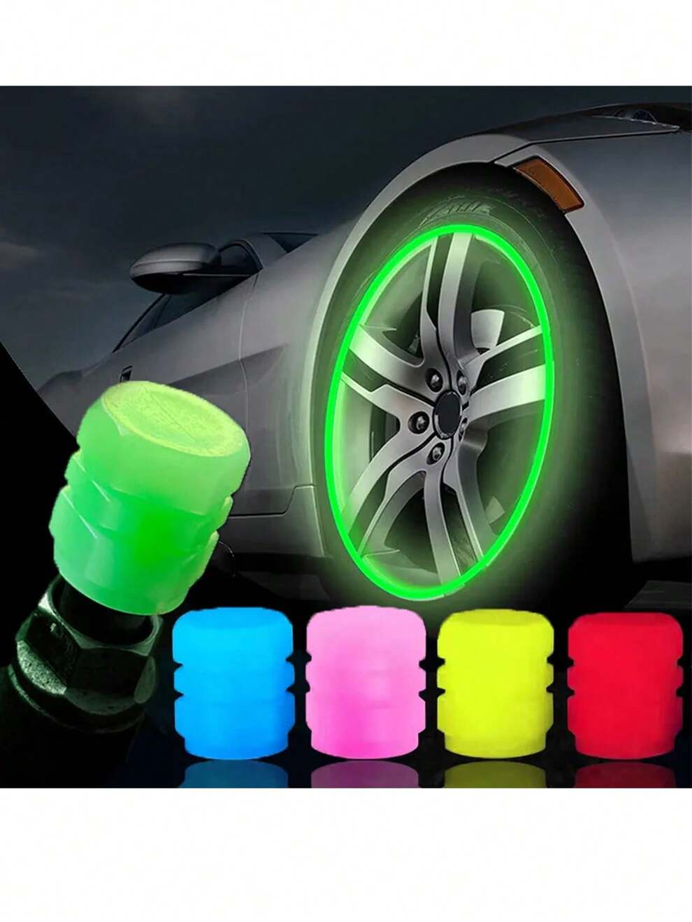 Luminous Valve Caps Fluorescent Green Blue Night Glowing Car Motorcycle Bicycle Wheel Styling Tyre Hub Universal Cap Decor 4Pcs