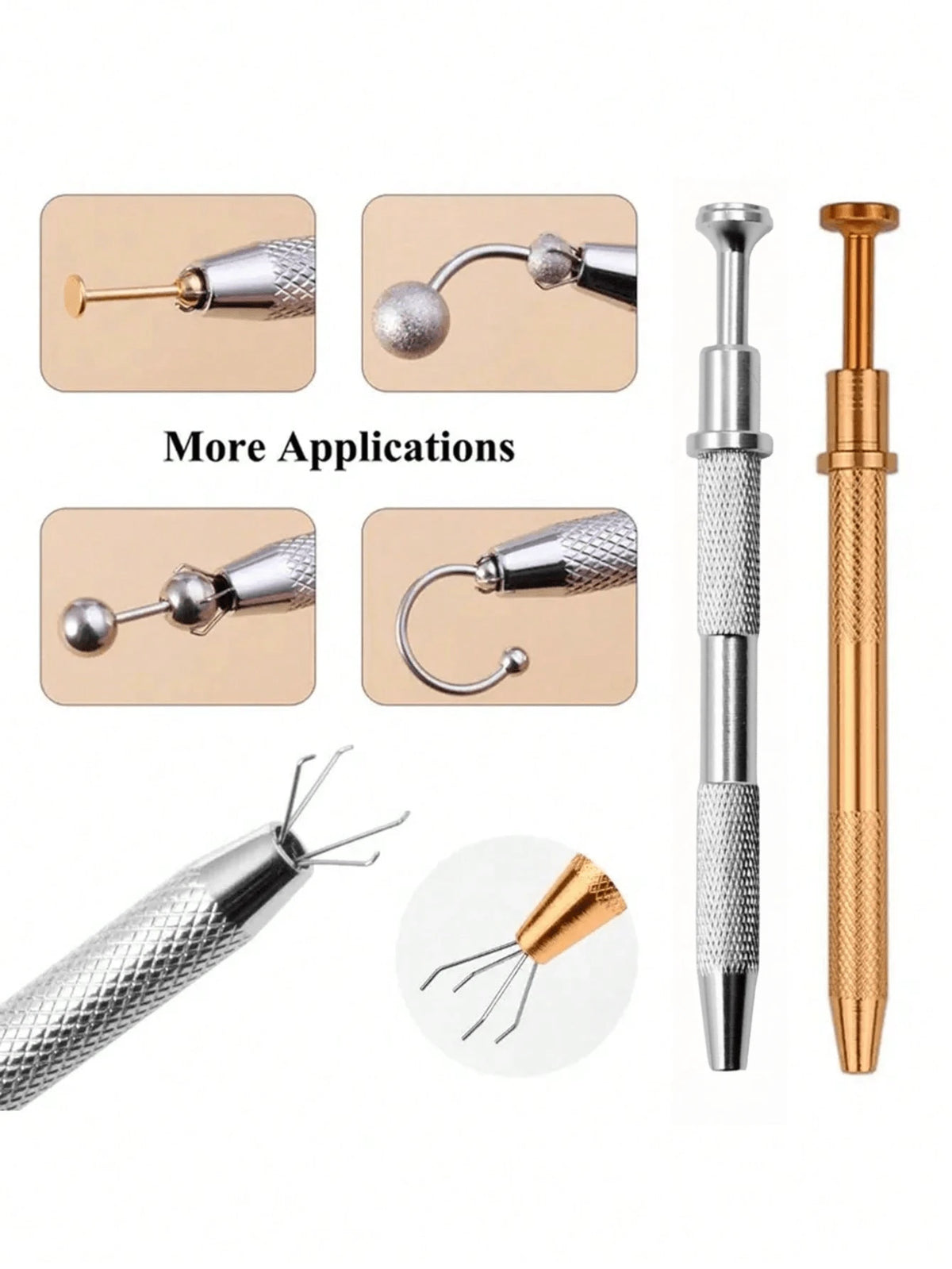 Tattooed Ball Claw Holder Professional Diamond Bracket Pick-Up Tool Body Piercing Tool With 4 Claw Tattoo Accessories Stainless Steel Pearl Grab Holder Jewelry Making Jewelry Tools 1pc 4-Prong Claw Rh