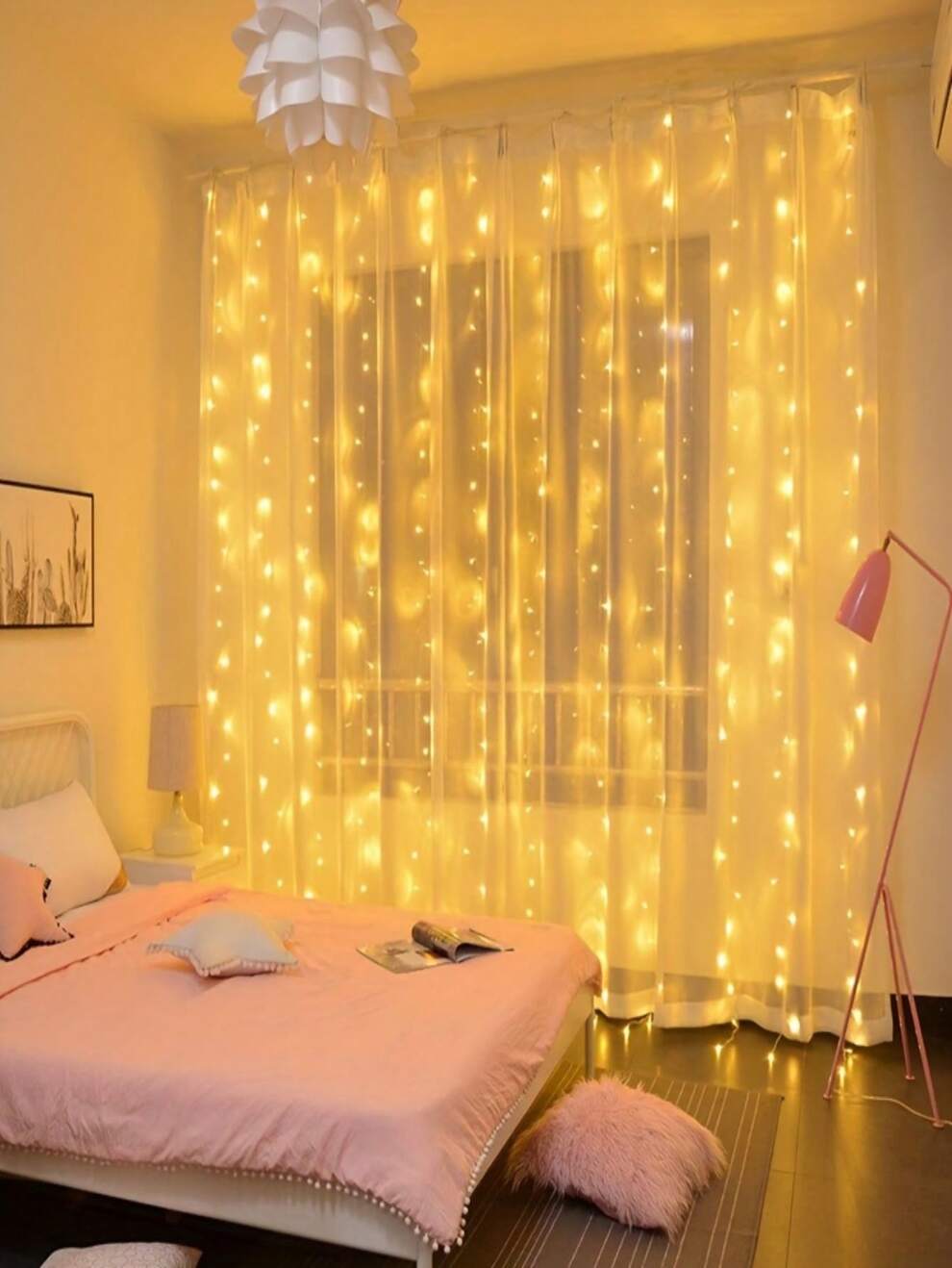 USB LED Curtain String Lights, Holiday Wedding Fairy Light, Garland Lights For Bedroom Outdoor Home, Remote Control, Christmas Thanksgiving Halloween Decorations Room Maid Heart Decorative Light Outdo