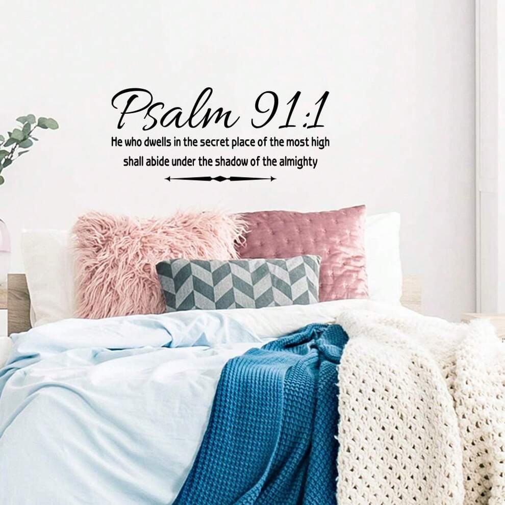 1pc Christian Psalm 9:1 Quote Wall Sticker With Jesus Blessing Prayer, For Home Decoration In Bedroom And Living Room