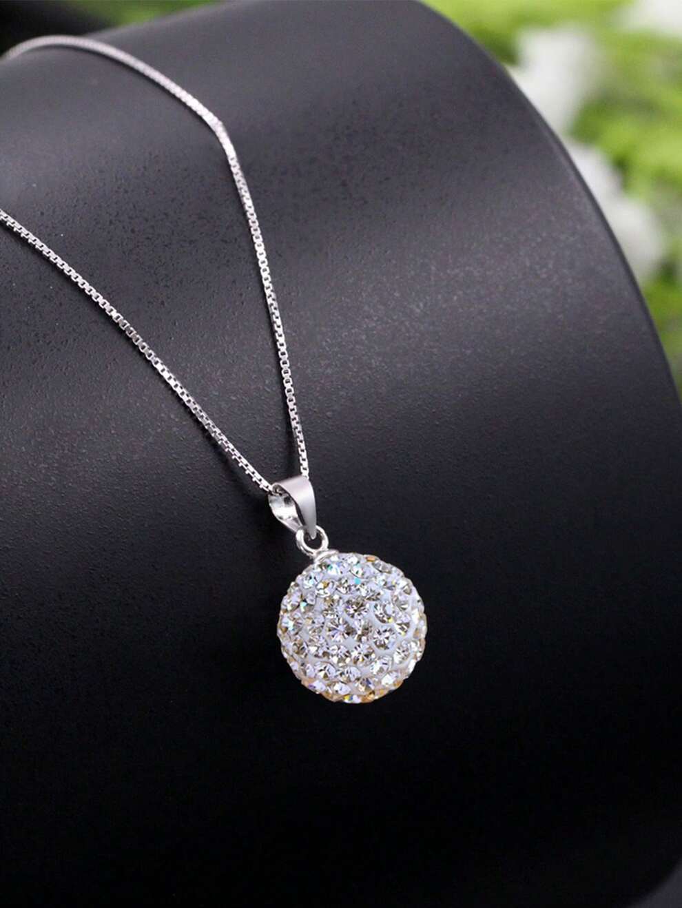 1pc S925 Sterling Silver Sparkling Ball Pendant Necklace