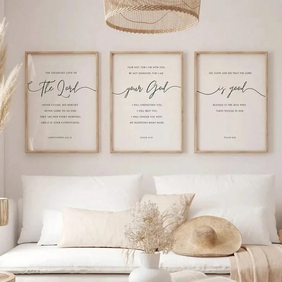 3pcs/Set Bible Verse Wall Art, 'The Lord Is Good', Simple Christian Home Decoration, Christian Posters Kit, Frameless Wall Decor