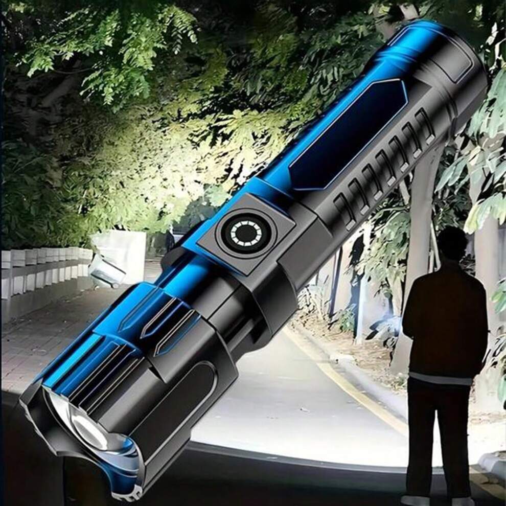 1PC/2PCS/3PCS/4PCS ABS Telescoping Zooming Strong Flashlight, Rechargeable Via Type-C, Super Bright Mini Portable Outdoor Flashlight