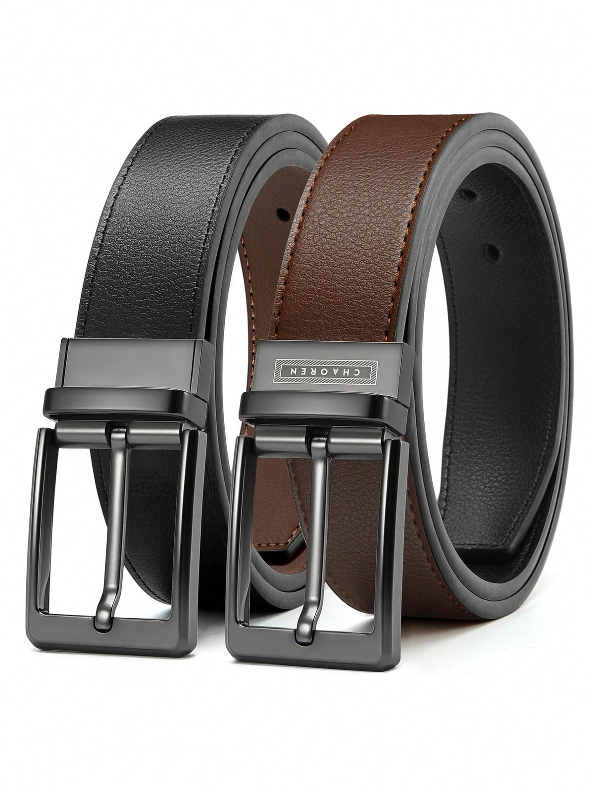 1pc Leather Reversible Belts For Men - Double Style, Singular Elegance For Daily Use