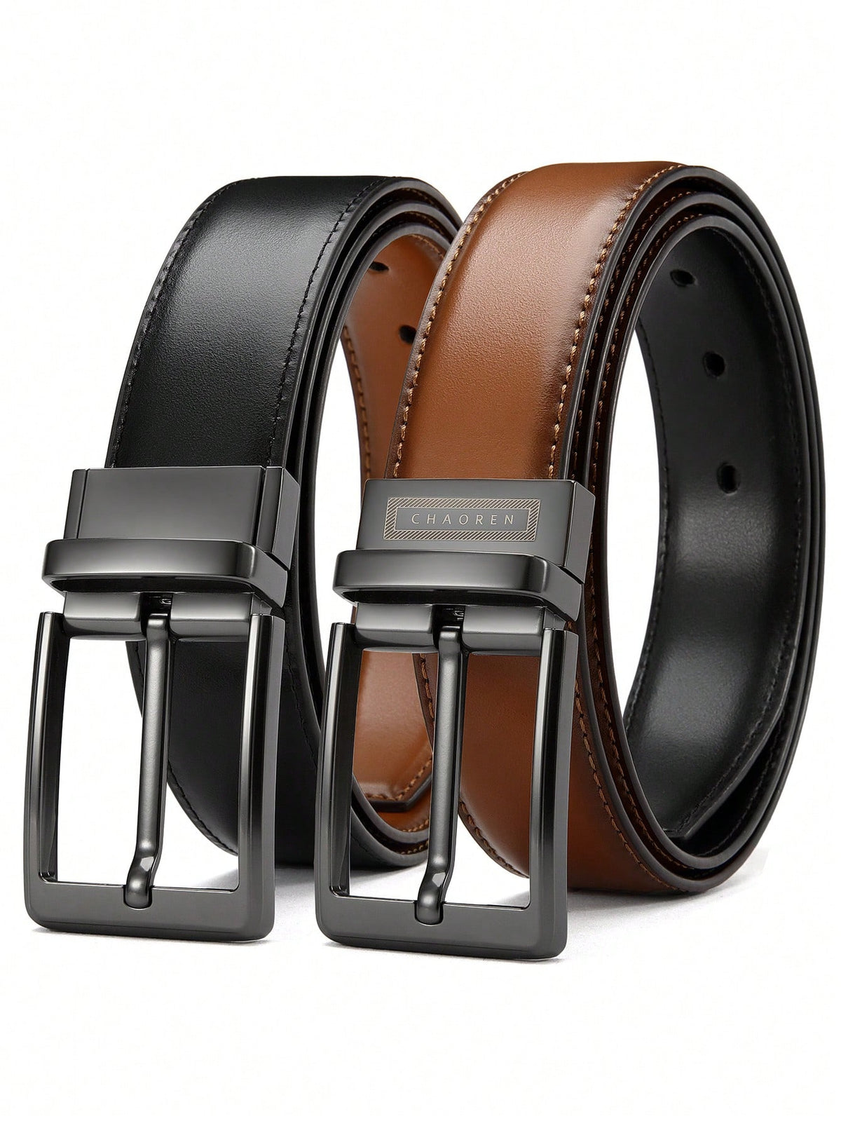 1pc Leather Reversible Belts For Men - Double Style, Singular Elegance For Daily Use