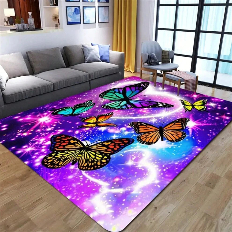 1pc Colorful Butterfly Crystal Velvet Carpet: Soft, Thick, Very Suitable For Living Room, Bedroom, Game Room, Etc!