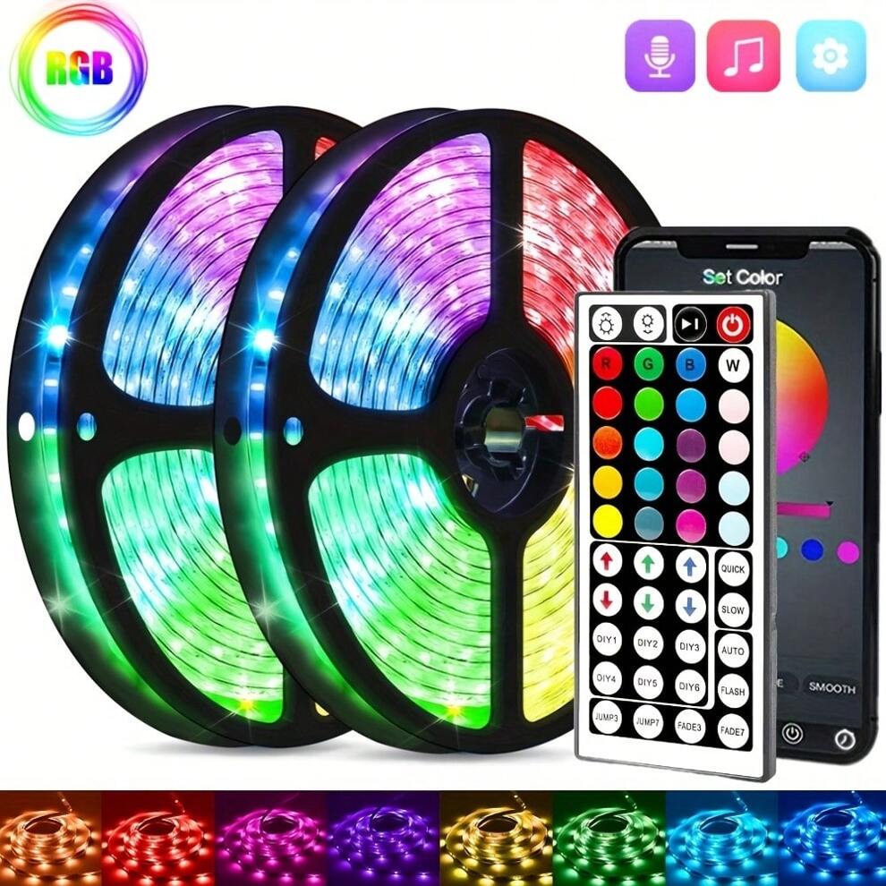 LED Strip Lights, USB RGB 5050 Ribbon, Sync Color Changing Luminous LED String, 44key Remote Control 24 Key APP Control, Decorative Night Light, For Home, Bedroom, Party, Festival