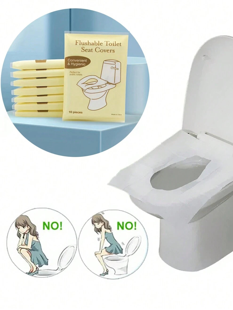 10Pcs/30Pcs/50Pcs/80Pcs Toilet Seat Covers Paper, Flushable Paper Toilet Seat Covers For Adults Potty Training, 100% , Travel Accessories For Public Restrooms, Airplane, Camping