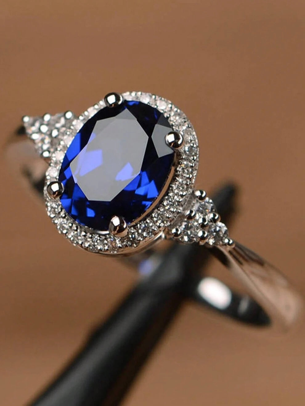 1pc Fashion Promise Ring With Blue Rhinestone Decoration, Perfect Accessory For Girls' Daily Outfits