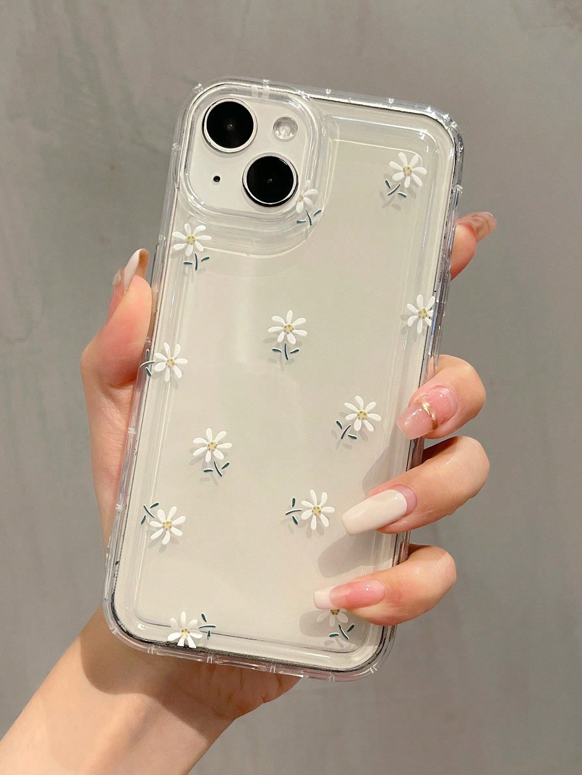 1pc Black High Bamboo Fully Protected TPU Phone Case With White Small Flower Design, Compatible With IPhone