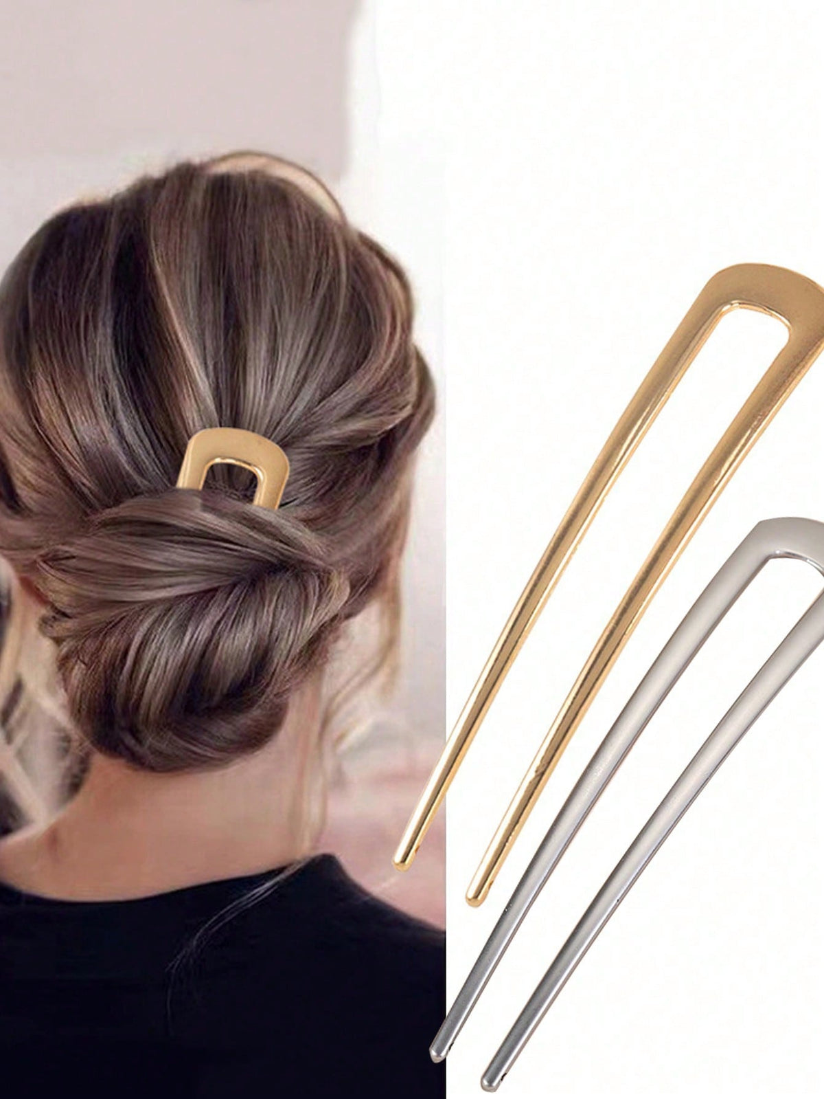 3pcs/Set Women's U-Shaped Bun Maker Hairpin, Elegant Hair Clip, Chic Hairpin, All-Match Headwear And Simple Hair Styling Tool, Suitable For Daily Use Casual