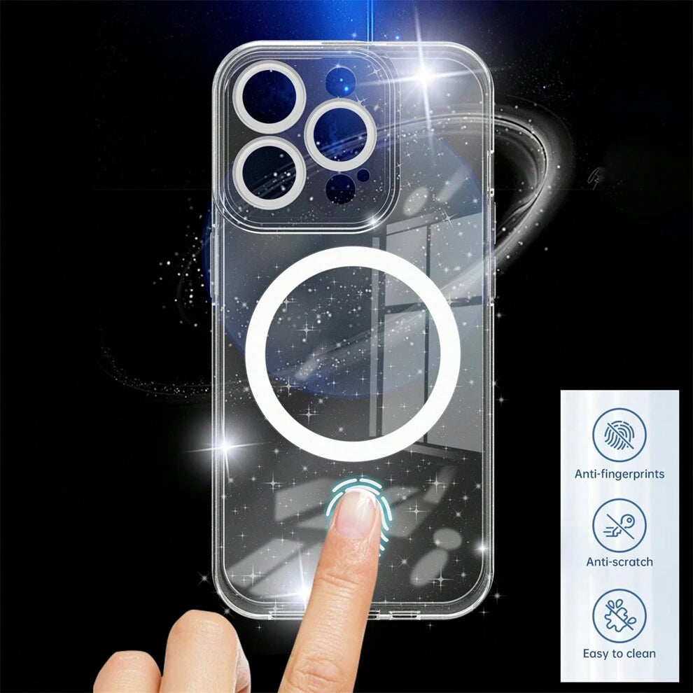 1 Magnetic Double-ring Transparent Shell + 3 Pieces Of Tempered Film