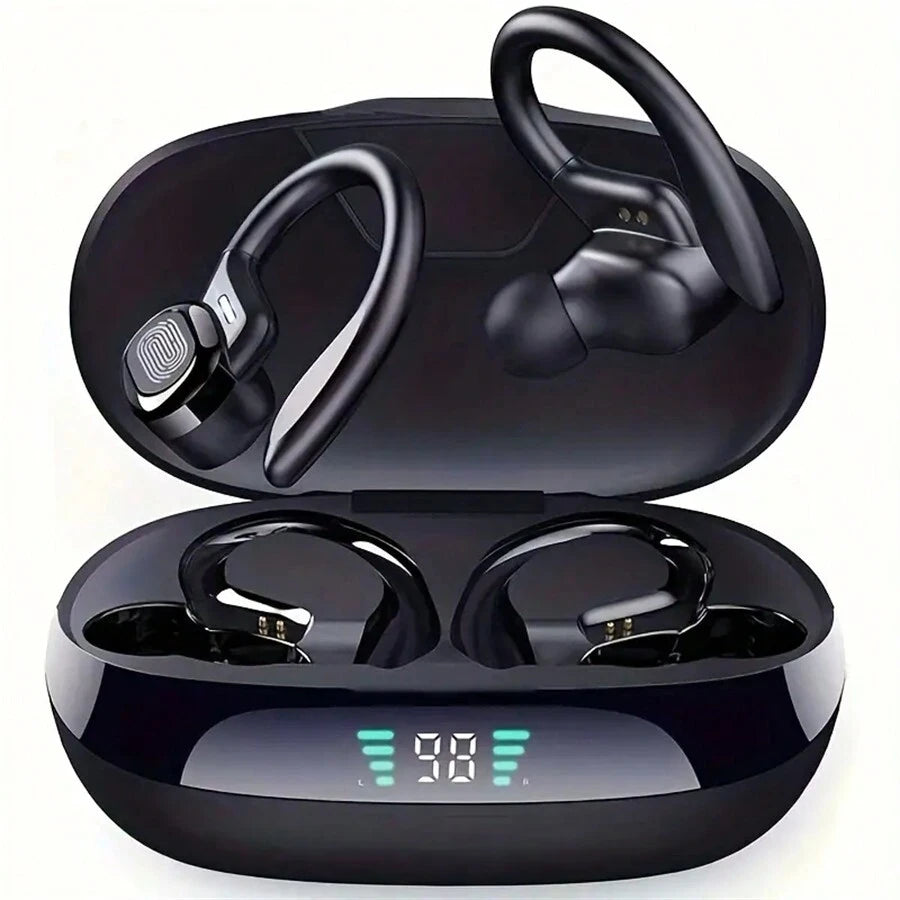 True Wireless Earbuds, TWS Earphones With Mic, Sport Earhook Headset, Stereo In Ear Headphones With LED Display Charing Case Sports Earbuds Wireless Earbuds Bluetooth Sports Earbuds Can'T Shake Off TW