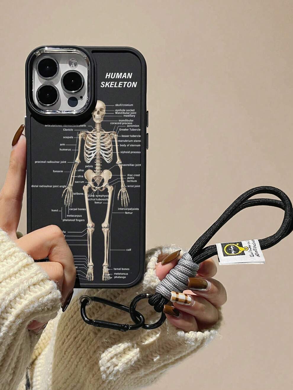 Horror Cell Phone Lanyards A Medical Skeleton Schematic Pattern Mobile Phone Case