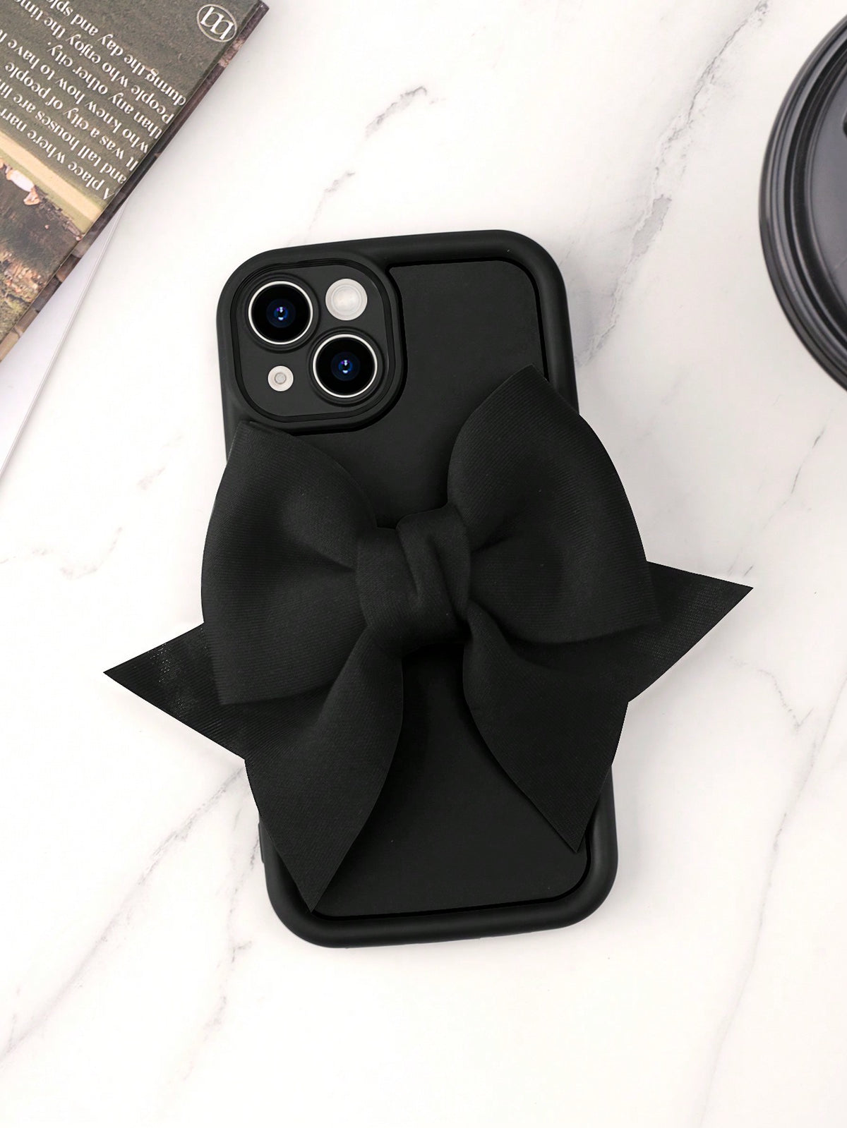 1pc White 3D Bowknot Fine Hole Phone Case Compatible With Apple 15 Pro Max/15 Plus