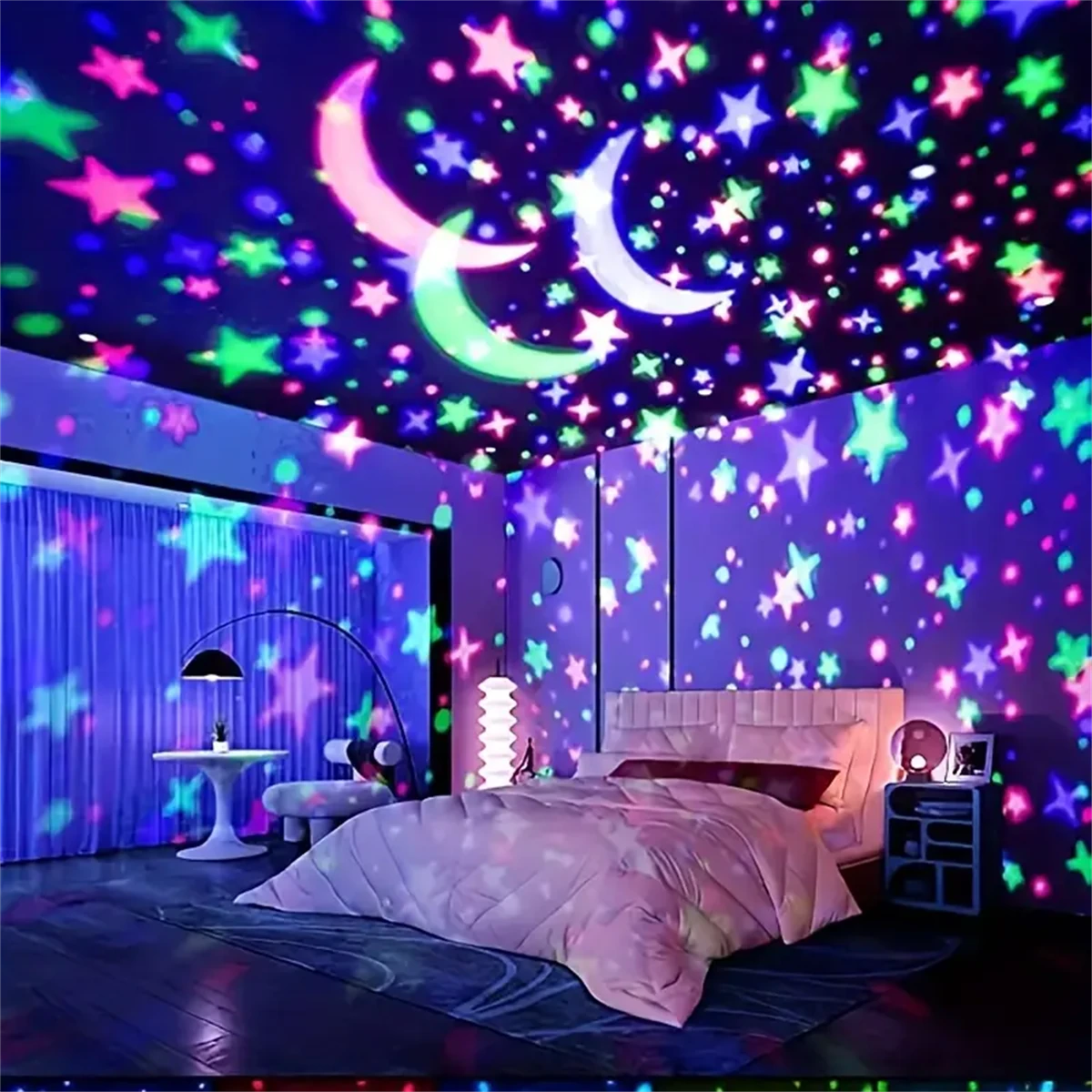 1pc Star Projector, Night Light, Rgb Moon & Star Projection Lamp, Suitable For Indoor & Outdoor Use, Family Gathering, Ideal Gift, Car & Room Decoration, Christmas, Gift, Outdoor